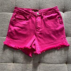 Judy Blue Hot Pink Shorts Frayed Ends Sz Small